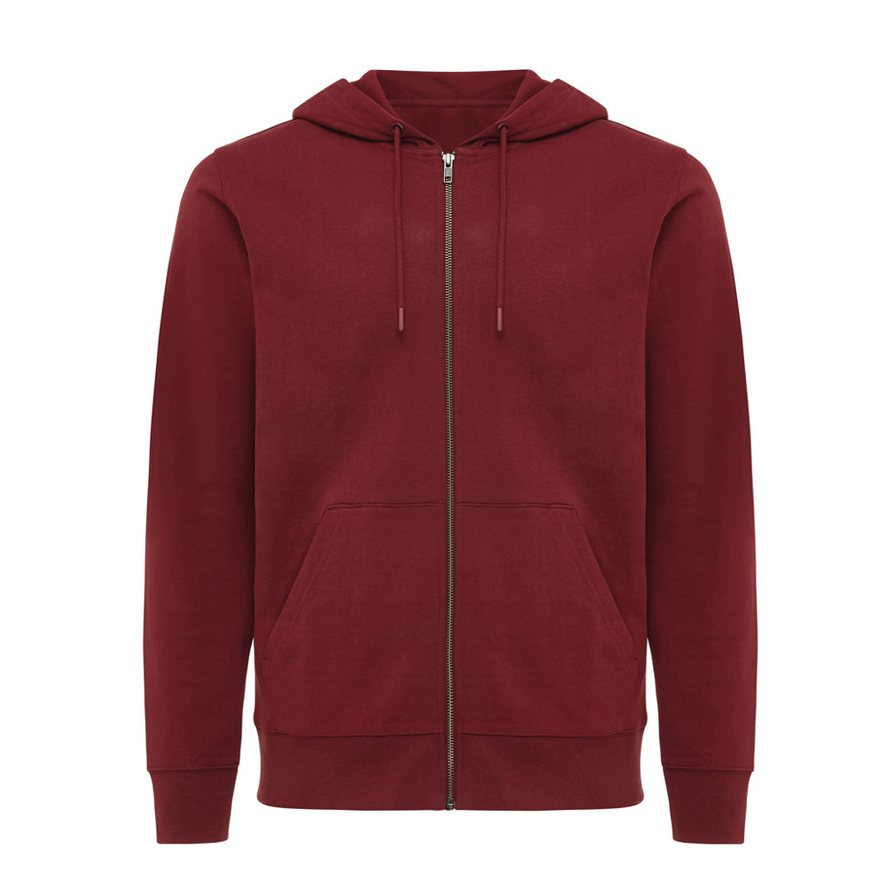 IQONIQ Abisko Zip-Kapuzenpullover aus recycelter Baumwolle - burgunderrot (± PMS 19-1724TCX)