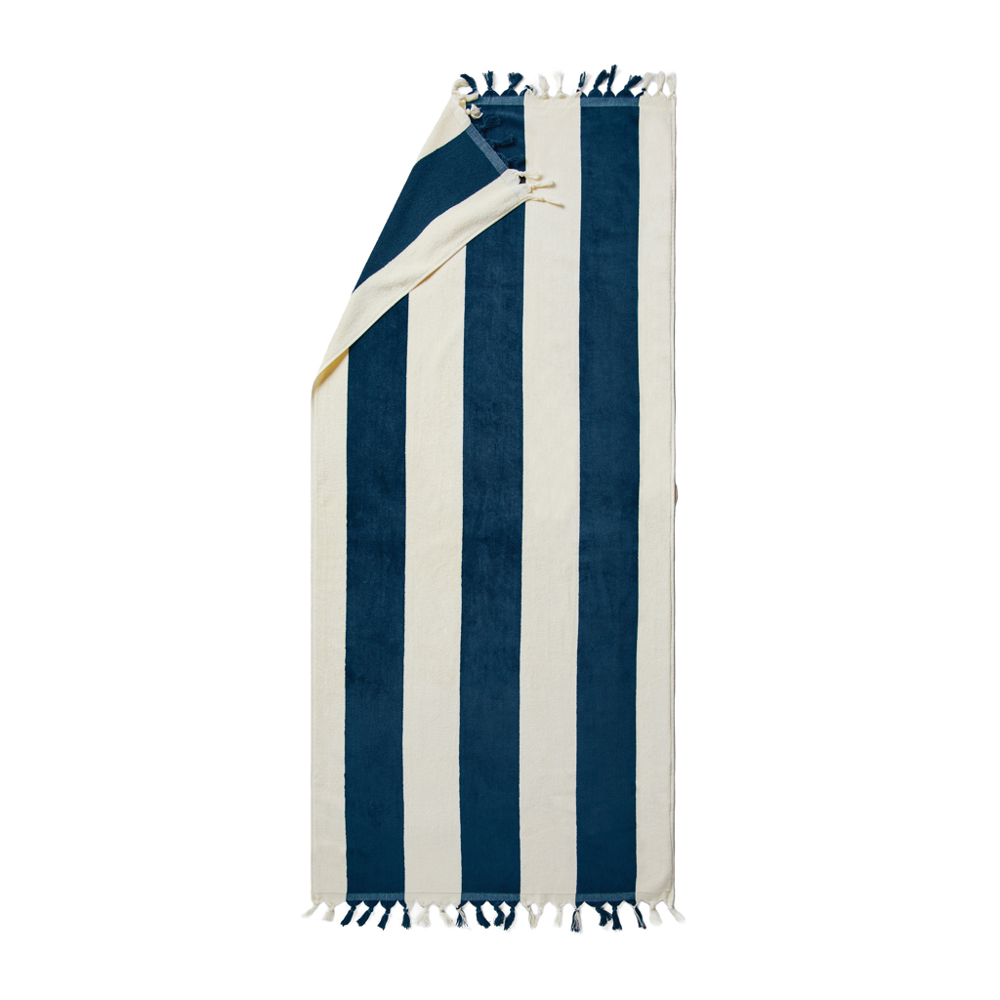 VINGA Valmer Strandtuch 450gr/m² - navy blau, beige (± PMS 19-4324 TPG/ ± PMS 11-0606 TCX)
