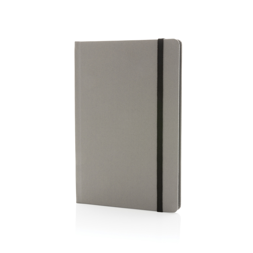 GRS-zertifiziertes rPET-A5-Notizbuch - grau, schwarz (± PMS Cool Grey 7/ ± PMS Black)