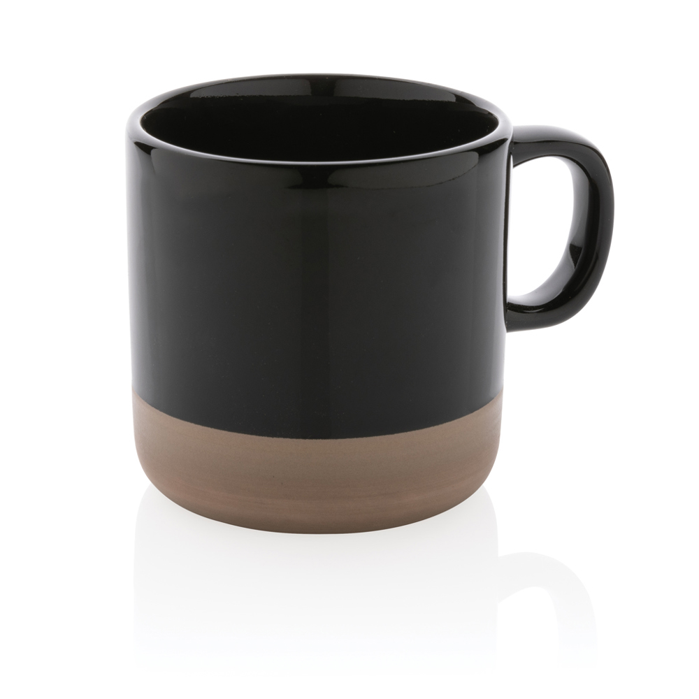 Becher aus glasiertem Keramik, 360ml - schwarz (± PMS Black)