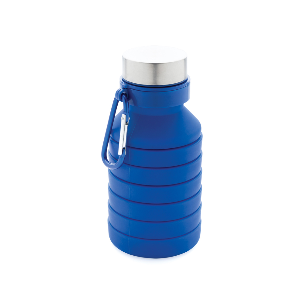 Auslaufgeschützte faltbare Silikonflasche - blau (± PMS 2146C)