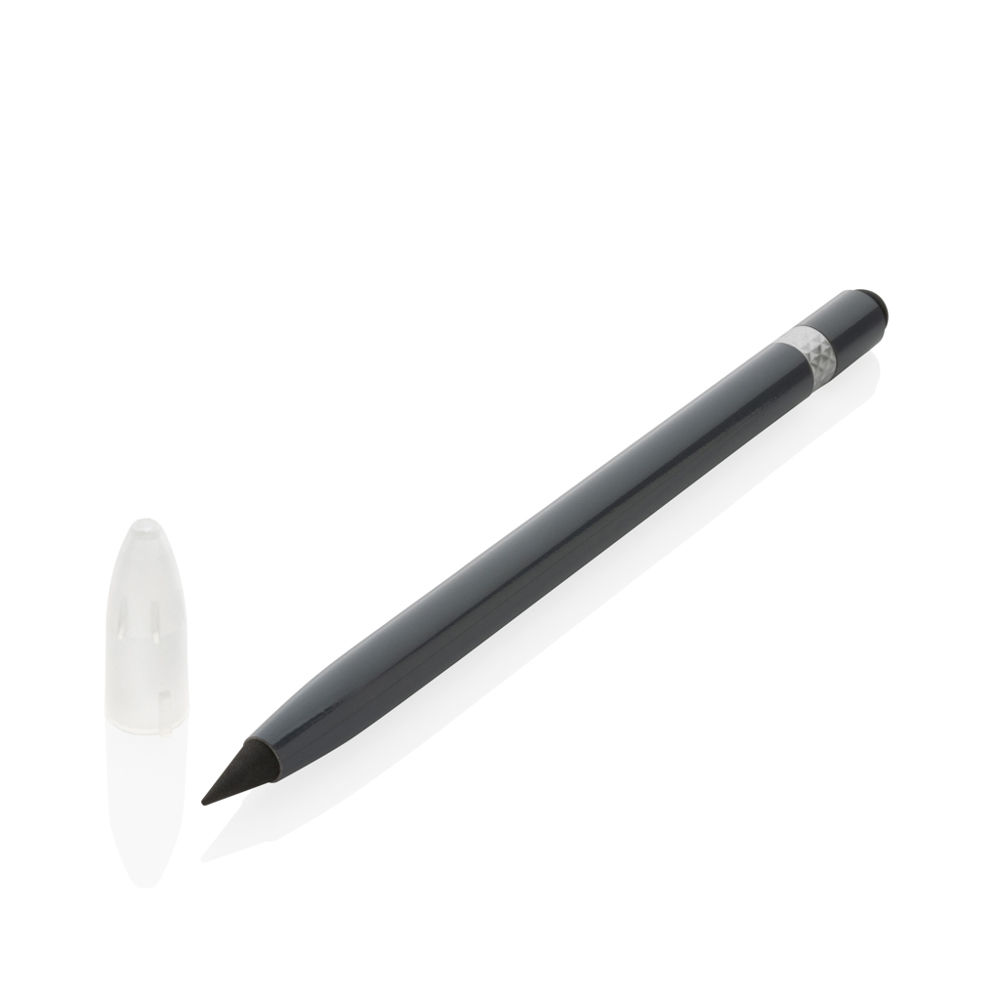 Tintenloser Stift aus Aluminium mit Radiergummi - grau (± PMS 425)