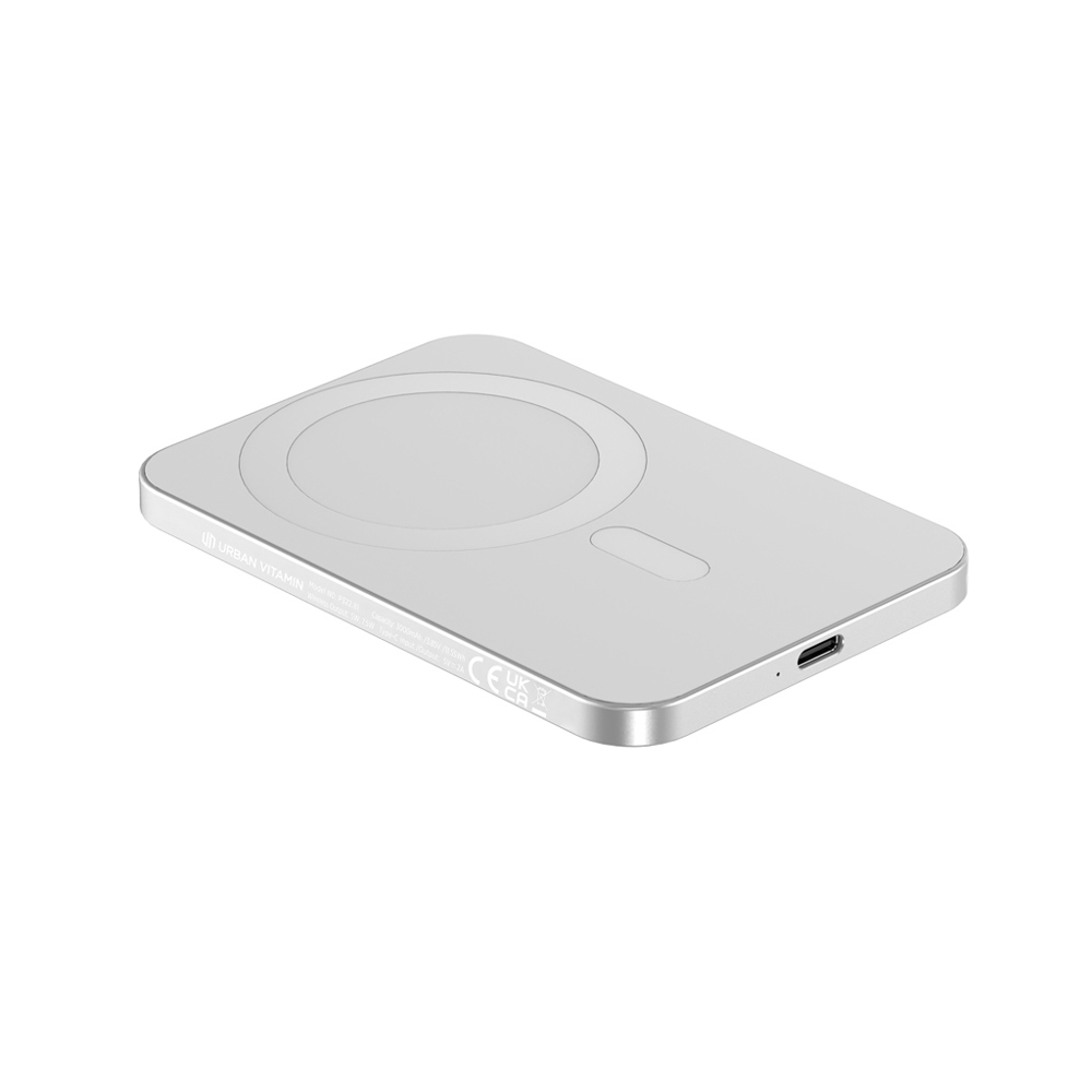 Urban Vitamin Burbank 3000mAh Powerbank aus RCS Plastik/Alu - silber (± PMS 428)