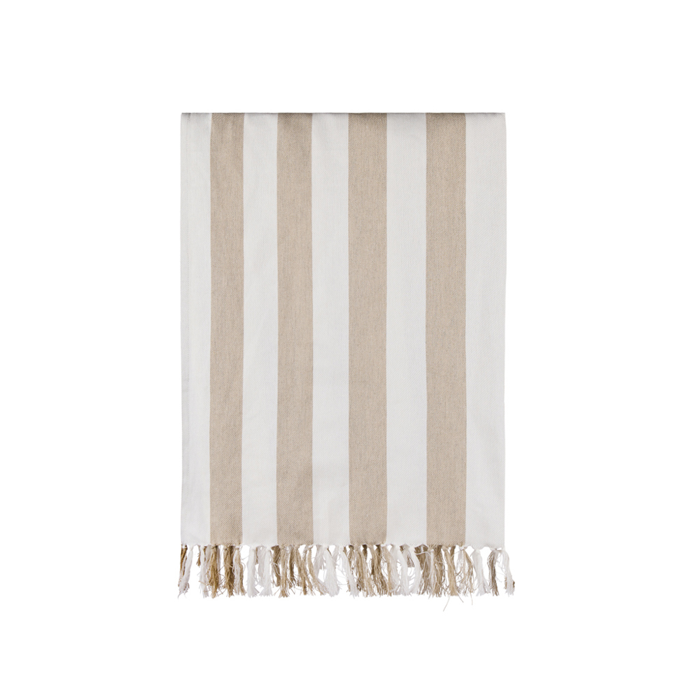 VINGA Ornos GRS Hamamtuch - beige, weiß (± PMS 13-0401 TPG/ ± PMS White)