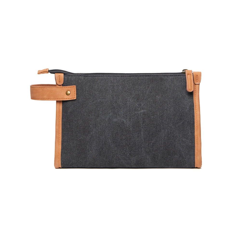 VINGA Bosler Kulturbeutel aus GRS recyceltem Canvas - schwarz (± PMS 433)