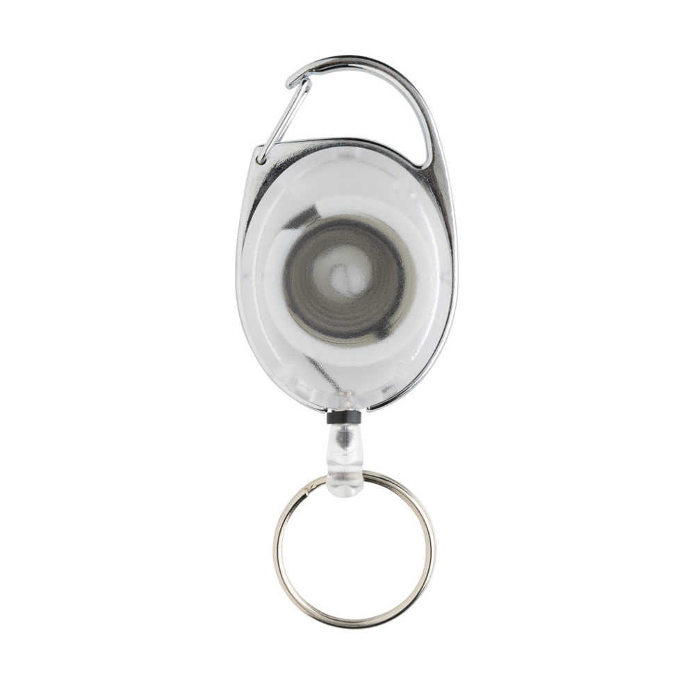 Roller-Clip-Schlüsselanhänger aus RCS recyceltem ABS - weiß (± PMS White)