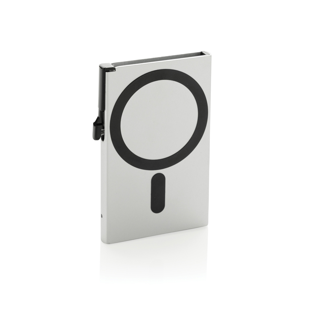 Magnetischer RFID-Kartenhalter aus Aluminium für Smartphones - silber (± PMS 428)