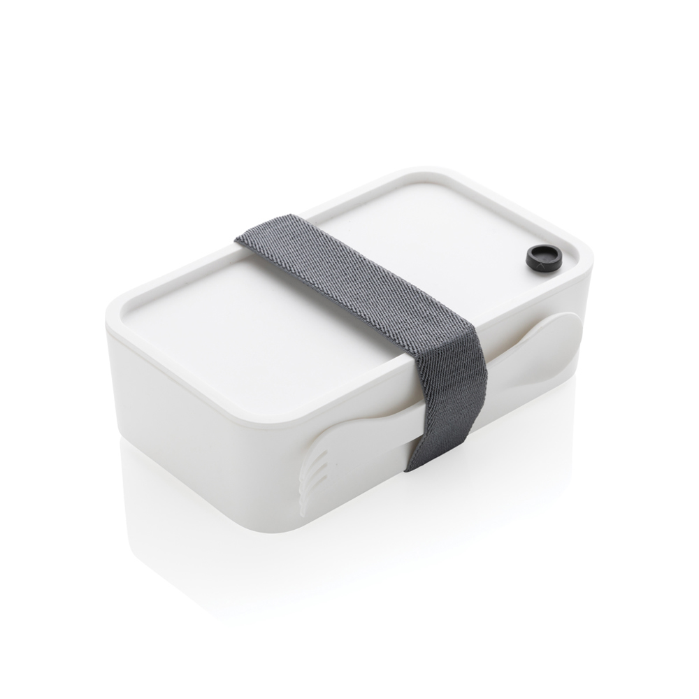 PP Lunchbox mit Göffel - weiß (± PMS White)