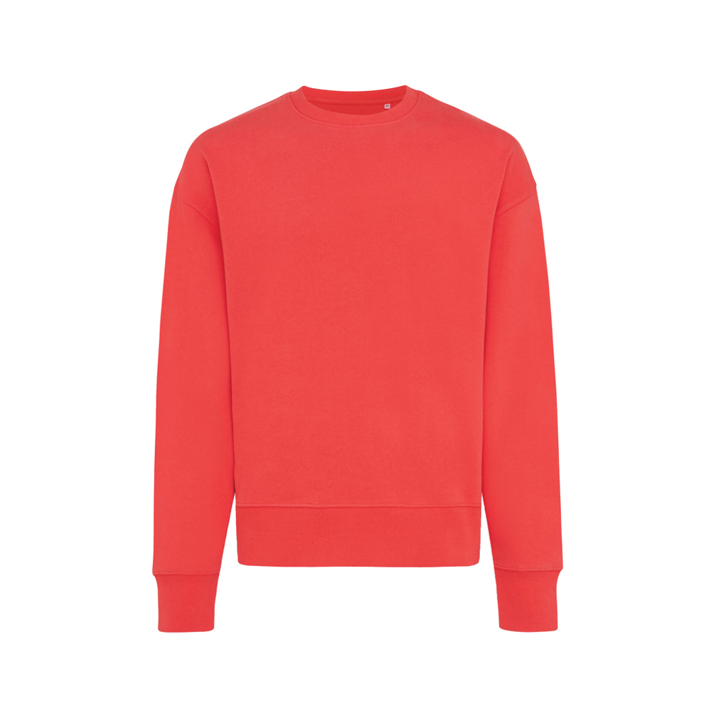 IQONIQ Kruger Relax-Rundhals-Sweater aus recycelt. Baumwolle - luscious red (± PMS 17-1663TCX)